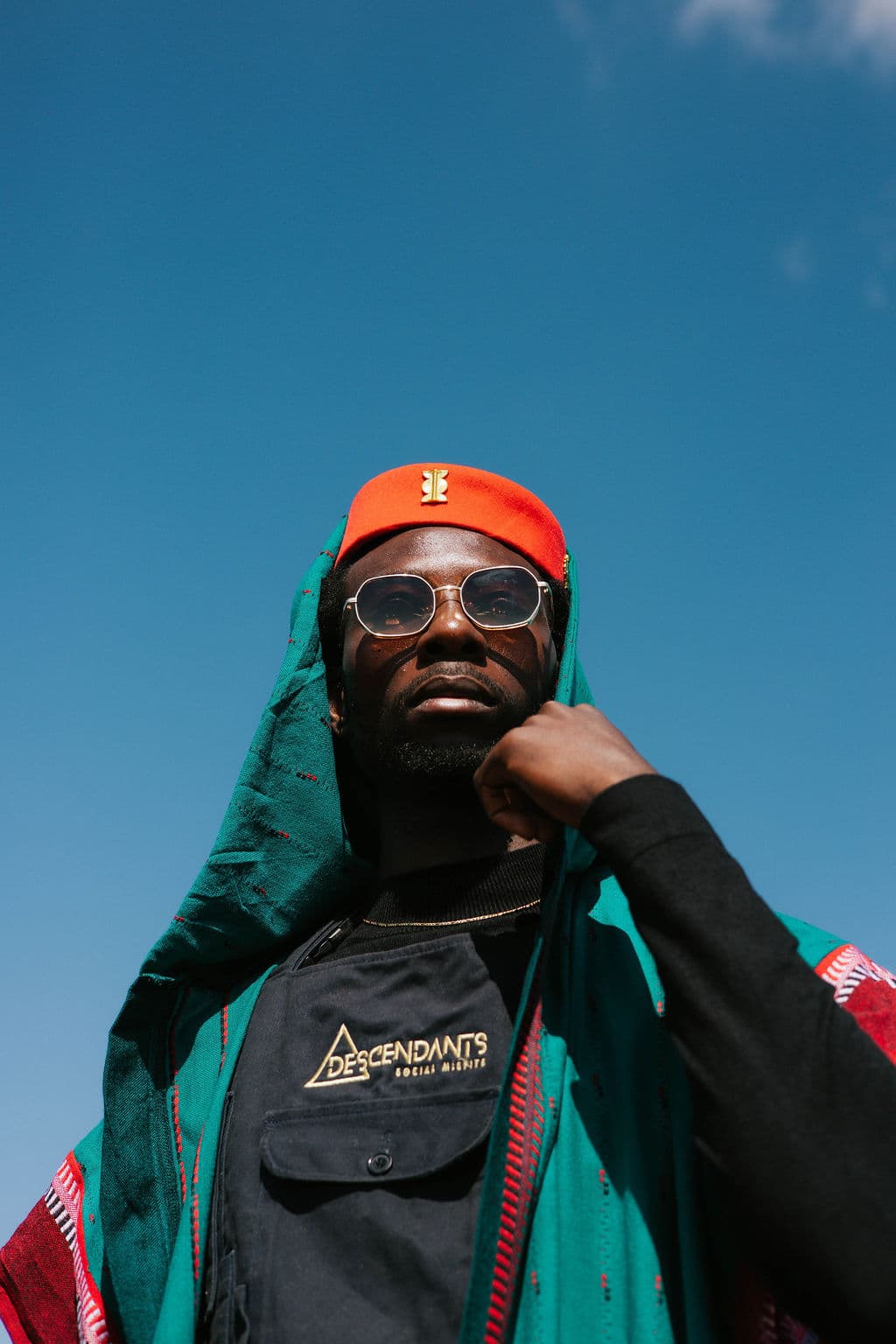Model in Liquid Lemn Shuka against blue sky — Nayama shoot