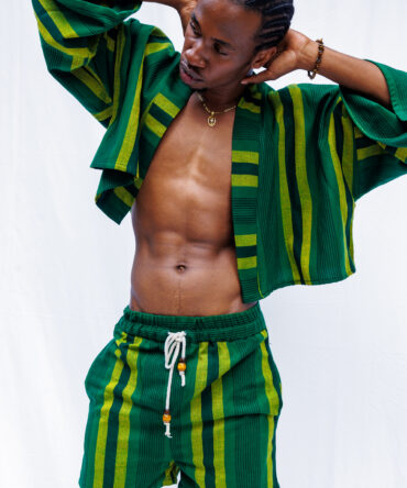 ZAMBARAU Crop + Short Set - Green And Gold