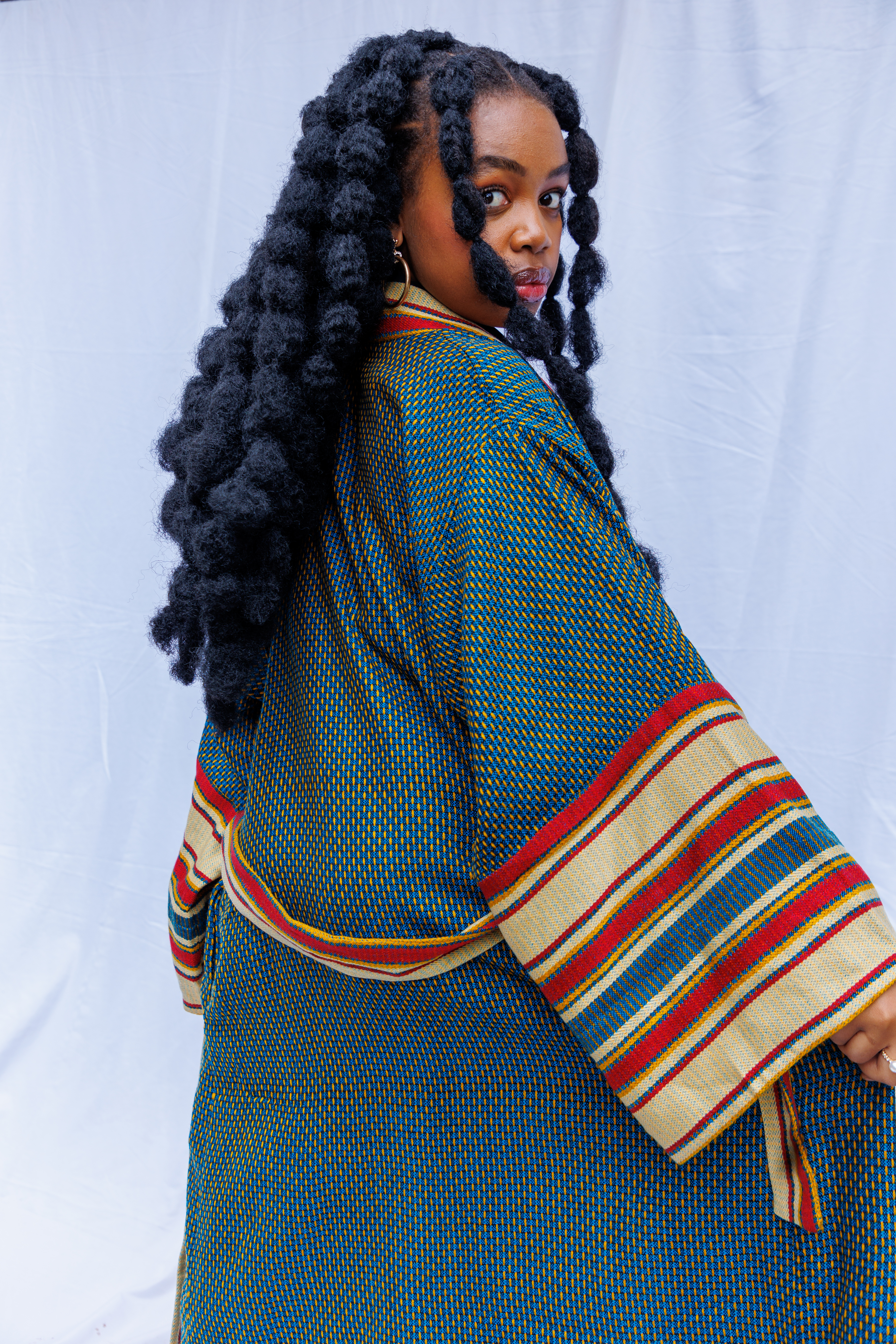 DHAHABU Classic Kimono (Mid Length) - Blue Gold - Image 5